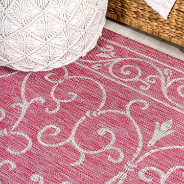 Charleston Vintage Filigree Textured Weave Indoor/outdoor Round Rug